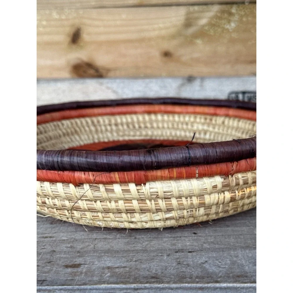 Tribal African Botswana Boho Hand Woven Wall Hanging Art Basket Tray Raffia‎